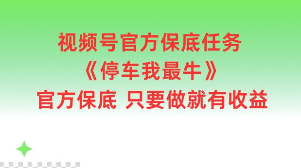 视频号官方保底任务,停车我最牛,官方保底只要做就有收益【揭秘】-数码之翼