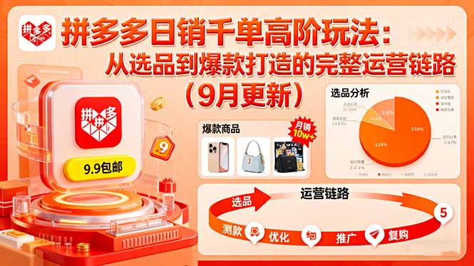 拼多多日销千单高阶玩法：从选品到爆款打造的完整运营链路(9月更新-数码之翼