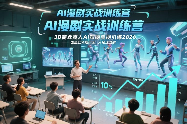 AI漫剧实战训练营,3D商业真人AI短剧漫剧引爆2026,流量红利期已至,入场正当时-数码之翼