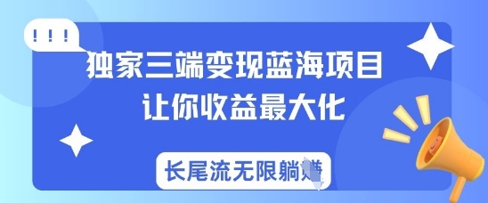 独家三端变现蓝海项目，让你收益最大化，长尾流无限躺挣-数码之翼