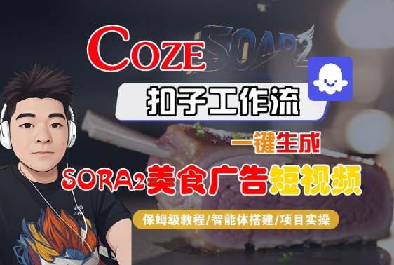 Coze扣子智能体工作流一键生成“SORA2美食广告“短视频，全流程保姆级教学-数码之翼