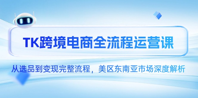 TK跨境电商全流程运营课，从选品到变现完整流程，美区东南亚市场深度解析-数码之翼