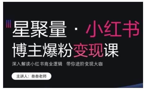 小红书博主爆粉变现课，深入解读小红书商业逻辑，带你进阶变现大咖-数码之翼