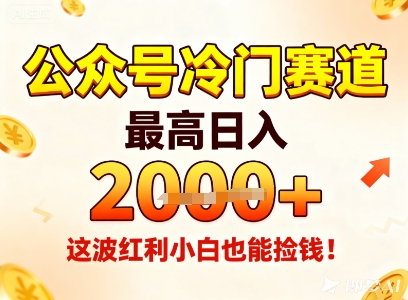 公众号冷门赛道，最高日入1k+，这波红利小白也能捡钱！-数码之翼
