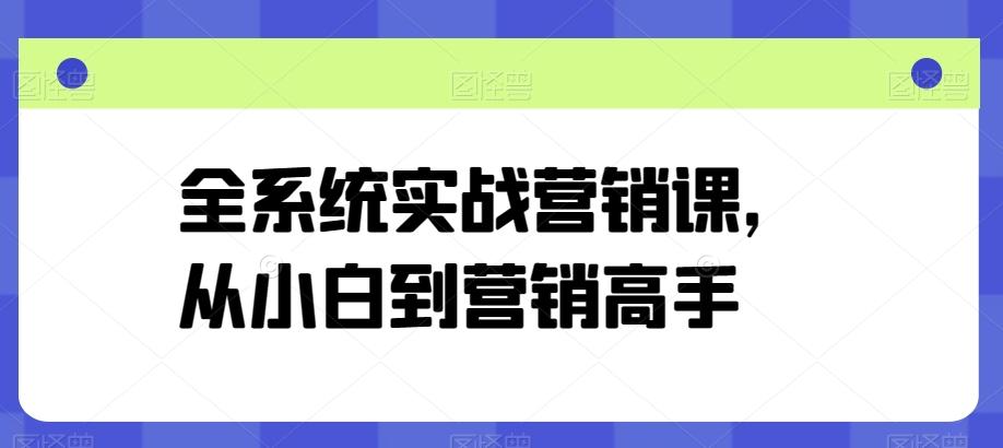 全系统实战营销课，从小白到营销高手-数码之翼
