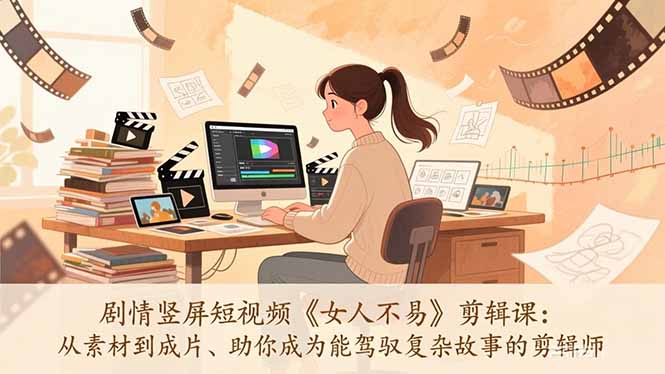 剧情竖屏短视频《女人不易》剪辑课:从素材到成片、助你成为能驾驭复杂故事的剪辑师-数码之翼