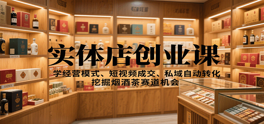 实体店创业课:学经营模式、短视频成交、私域自动转化,挖掘烟酒茶赛道机会-数码之翼