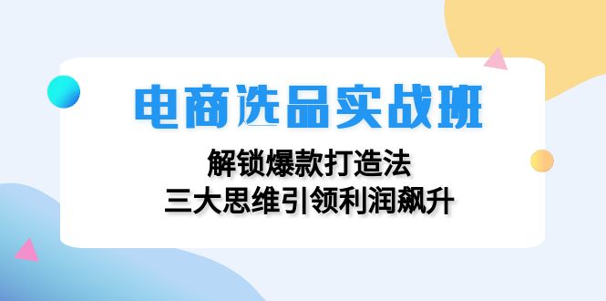 电商选品实战班：解锁爆款打造法，三大思维引领利润飙升-数码之翼