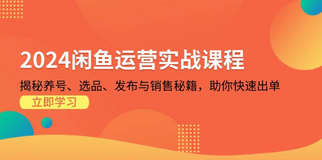 2024闲鱼运营实战课程：揭秘养号、选品、发布与销售秘籍，助你快速出单-数码之翼