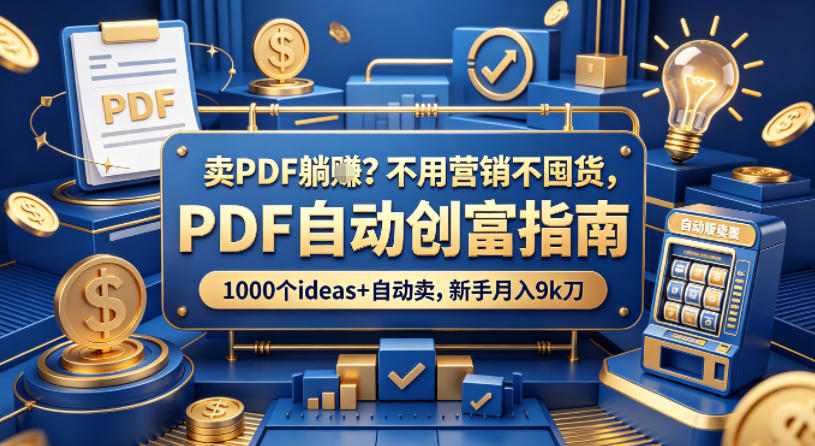 卖PDF躺賺？不用营销不囤货，PDF自动创富指南，1000个ideas+自动卖，新手月入9k刀【原创双语字幕】-数码之翼