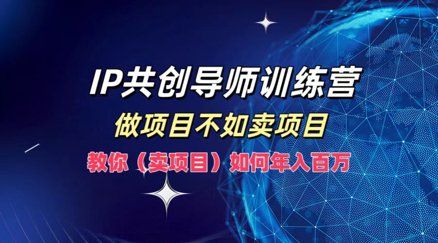 IP共创导师训练营,做项目不如卖项目,教你(卖项目)如何实现年入百万-数码之翼