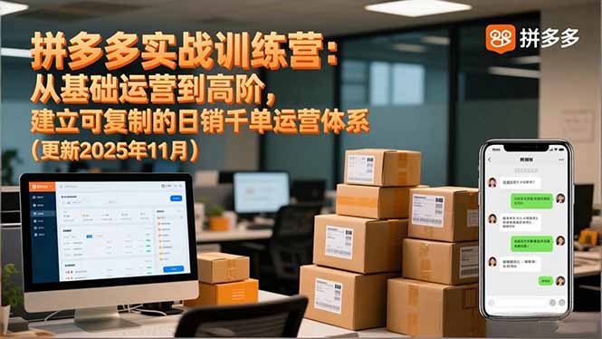 拼多多实战训练营：从基础运营到高阶，建立可复制的日销千单运营体系(更新11月-数码之翼