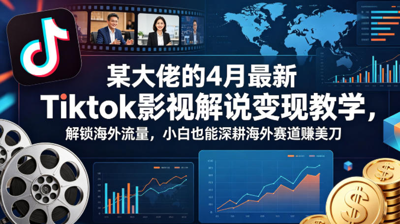 某大佬的4月最新Tiktok影视解说变现教学，解锁海外流量，小白也能深耕海外赛道賺美刀-数码之翼