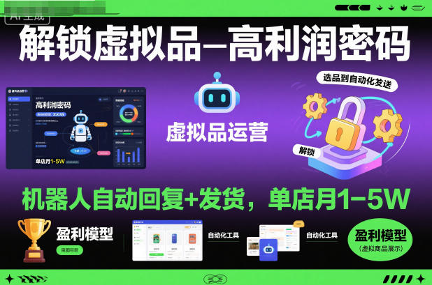 解锁虚拟品高利润密码：机器人自动回复+发货，单店月1-5W【揭秘】-数码之翼