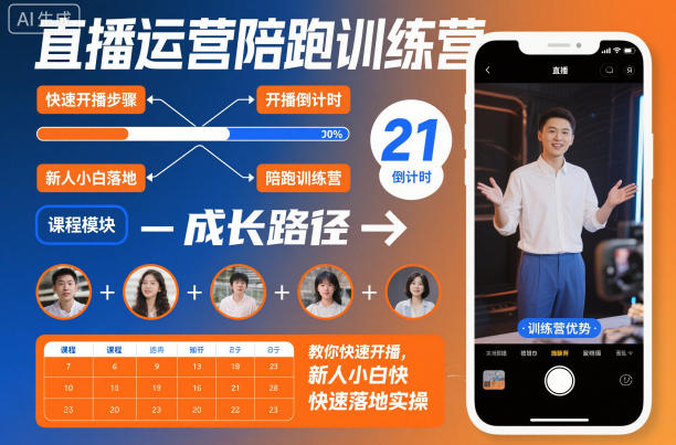 直播运营陪跑训练营，教你快速开播，新人小白快速落地实操-数码之翼