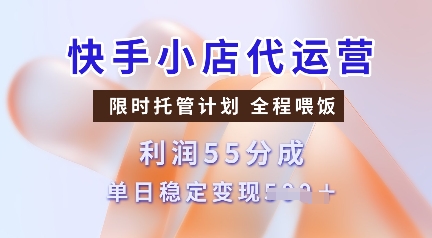 快手小店代运营，限时托管计划，收益55分，单日稳定变现多张【揭秘】-数码之翼