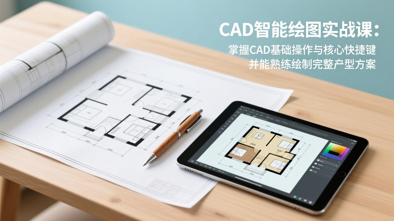 CAD智能绘图实战课：掌握CAD基础操作与核心快捷键，并能熟练绘制完整户型方案-数码之翼