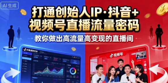 25年直播9-10两期线下课，打通创始人IP，抖音+视频号直播流量密码，教你做出高流量高变现的直播间-数码之翼