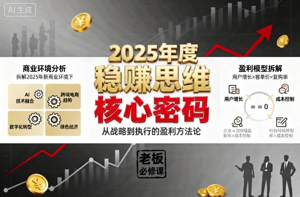 2025年度稳賺思维老板创业营，拆解2025年新商业环境下，企业实现持续盈利的核心密码-数码之翼