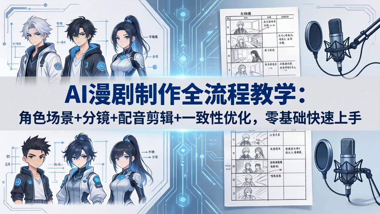 AI漫剧制作全流程教学：角色场景+分镜+配音剪辑+一致性优化，零基础快速上手-数码之翼