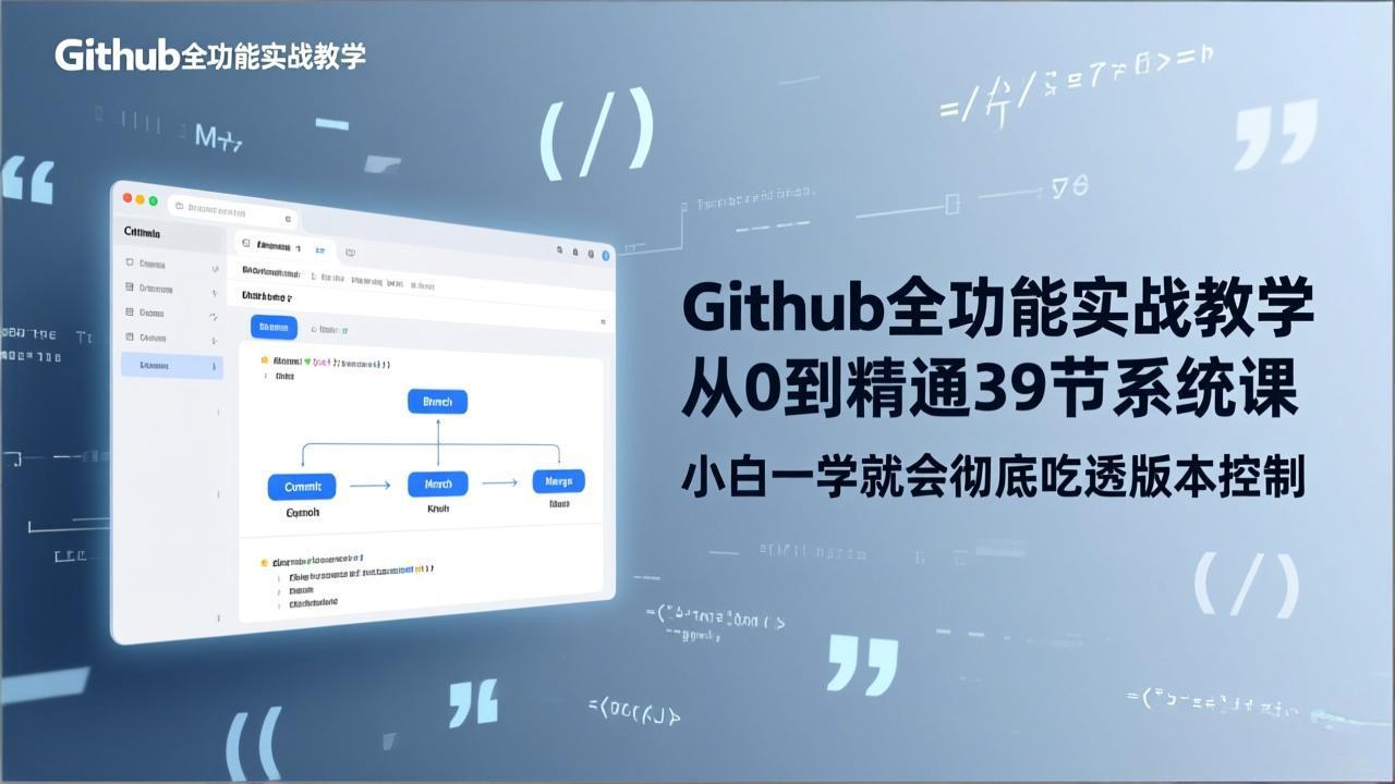 GitHub-全功能实战教学,从0到精通39节系统课,小白一学就会彻底吃透版本控制-数码之翼