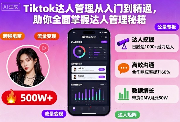Tiktok达人管理从入门到精通，助你全面掌握达人管理秘籍-数码之翼