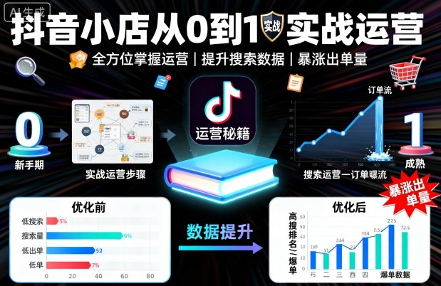 抖音小店从0到1实战运营，帮你全方位掌握小店运营，提升搜索数据与出单量-数码之翼