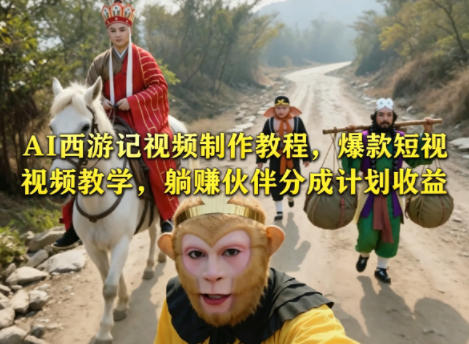 AI西游记视频制作教程，爆款短视频教学，躺賺伙伴分成计划收益-数码之翼