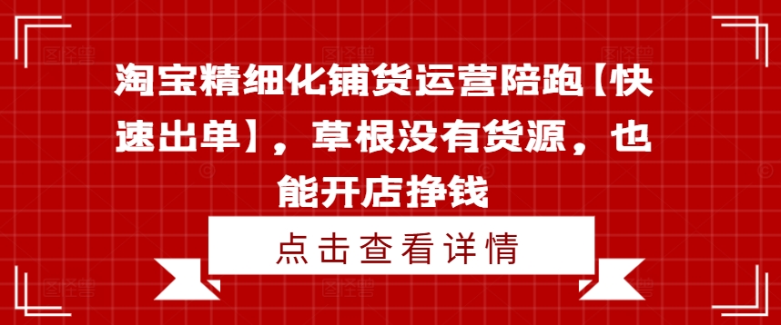 淘宝精细化铺货运营陪跑【快速出单】，草根没有货源，也能开店挣钱-数码之翼