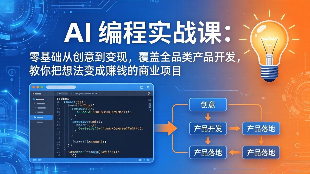 AI编程实战课-第三期-5月3更新：零基础从创意到变现，覆盖全品类产品开发，把想法变成赚钱项目-数码之翼