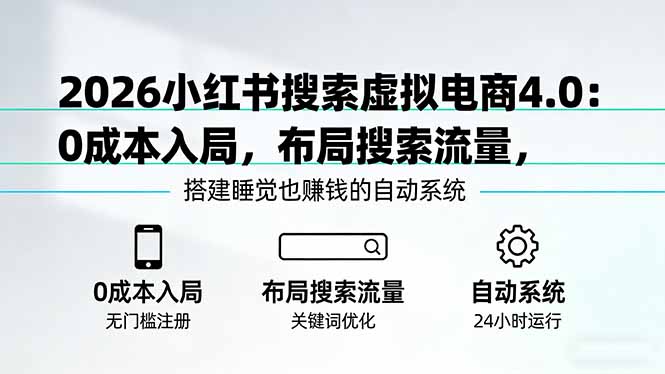 2026小红书搜索虚拟电商4.0：0成本入局，布局搜索流量，搭建睡觉也赚钱的自动系统-数码之翼