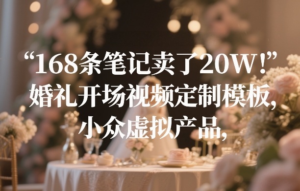 168条笔记卖了20W！婚礼开场视频定制模板，小众虚拟产品-数码之翼