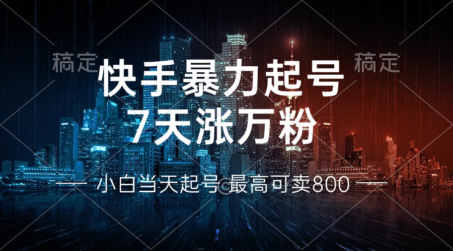 快手暴力起号，7天涨万粉，小白当天起号 多种变现方式，账号回收，单月…-数码之翼