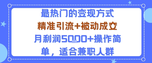 小众赛道玩法：当下最热门的变现方式，精准引流+被动成交月利润5k+操作简单，适合兼职人群-数码之翼