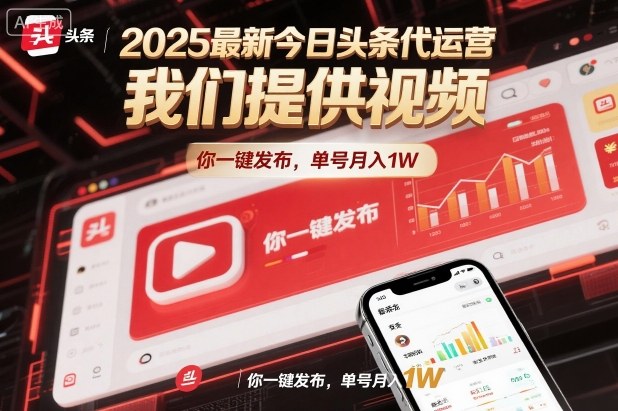 2025最新今日头条代运营，我们提供视频，你一键发布，单号月入1W【揭秘】-数码之翼