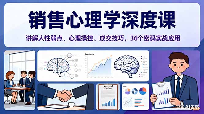 销售心理学深度课,讲解人性弱点、心理操控、成交技巧,36个密码实战应用-数码之翼