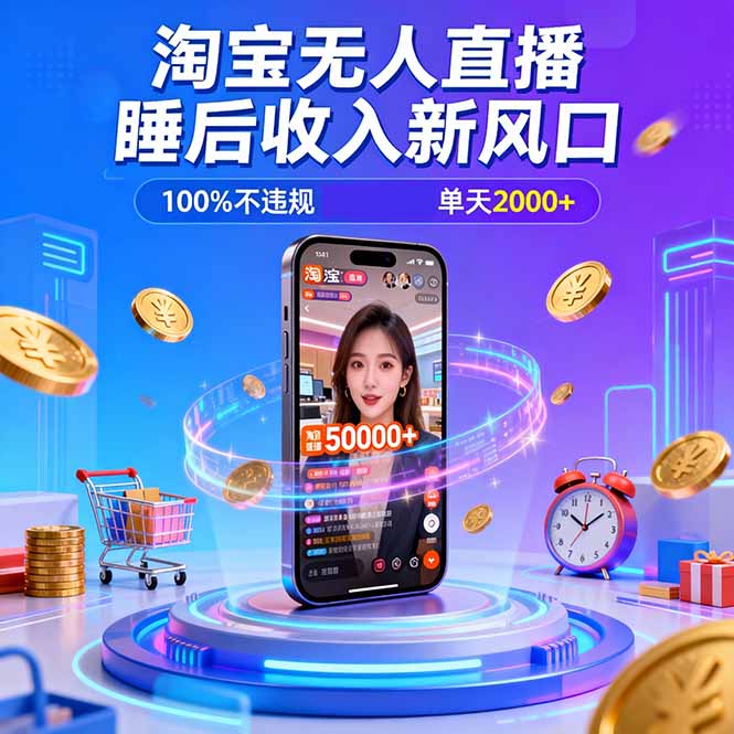 淘宝无人直播,不违规不封号,直播100小时卖了5万,年底旺季!-数码之翼