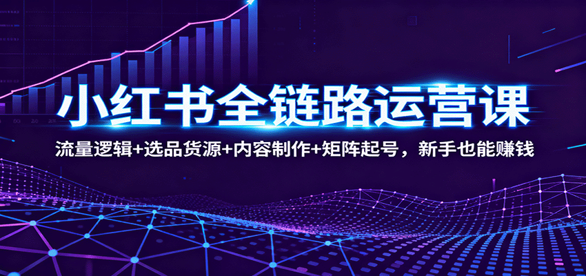 小红书全链路运营课：流量逻辑+选品货源+内容制作+矩阵起号，新手也能赚钱-数码之翼