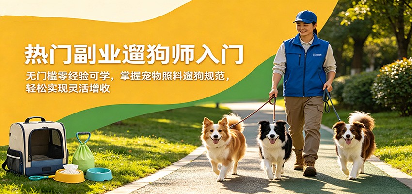 热门副业遛狗师入门，无门槛零经验可学，掌握宠物照料遛狗规范，轻松实现灵活增收-数码之翼