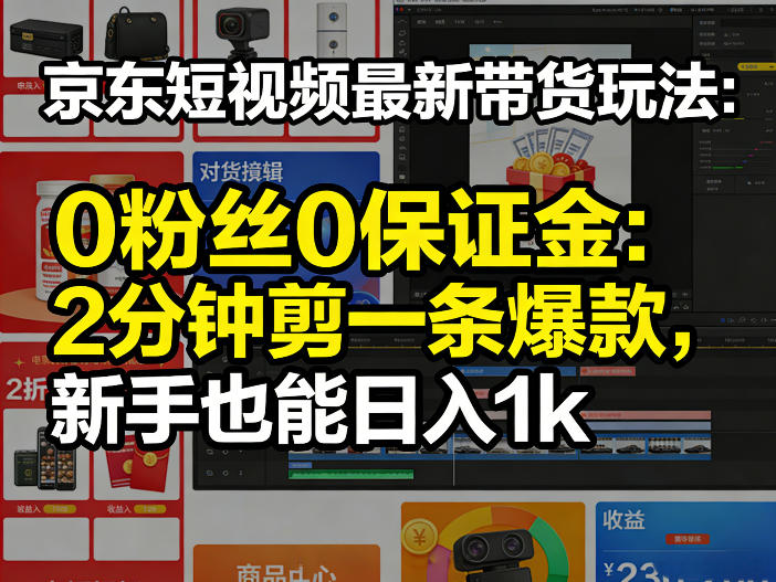 京东短视频最新带货玩法，0粉丝0保证金，2分钟剪一条爆款，新手也能日入1k+【揭秘】-数码之翼