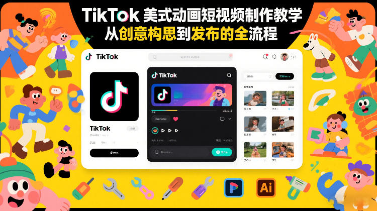 TikTok美式动画短视频制作教学，从创意构思到发布的全流程-数码之翼