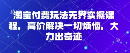 淘宝付费玩法无界实操课程，高价解决一切烦恼，大力出奇迹-数码之翼