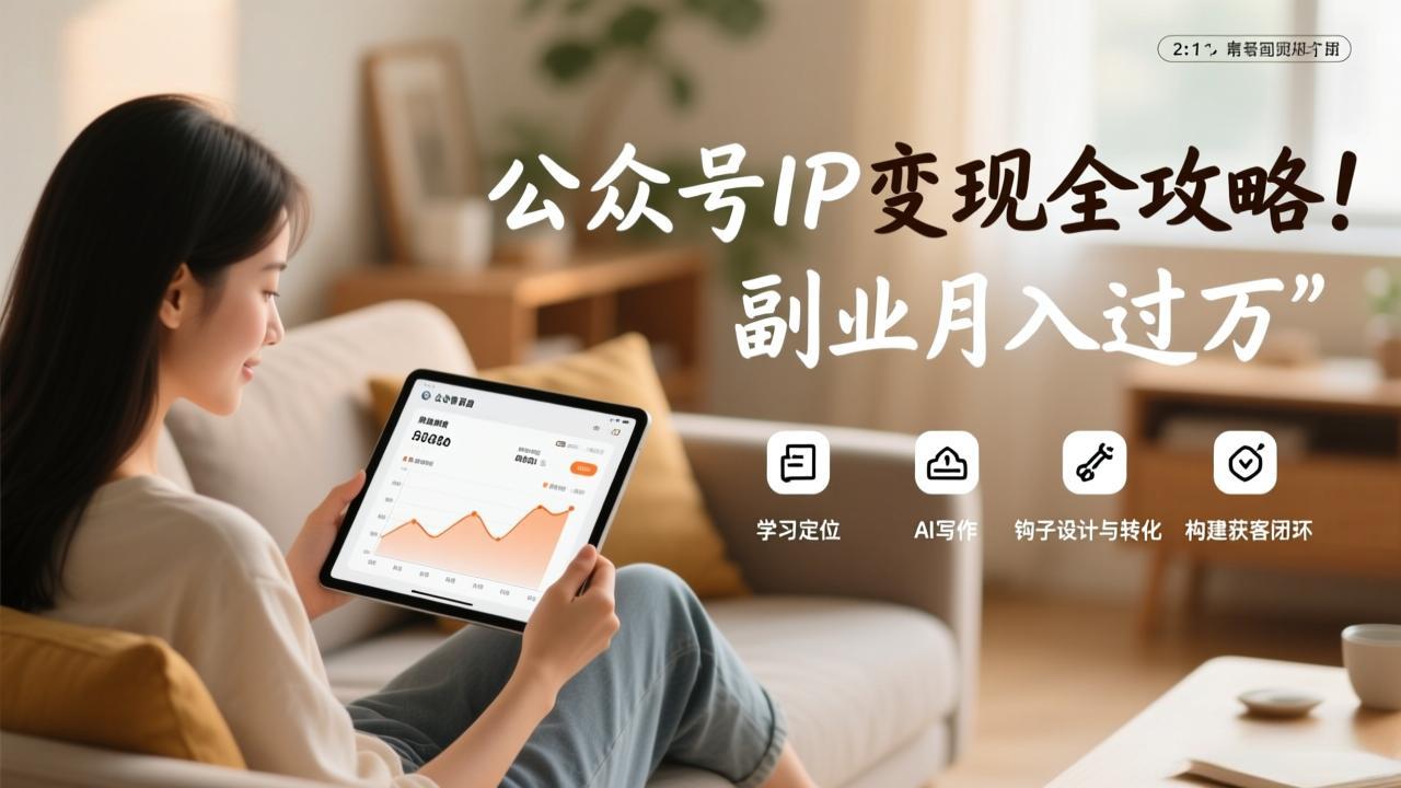 公众号IP变现全攻略，学习定位、AI写作、钩子设计与转化，构建获客闭环，副业月入过万-数码之翼