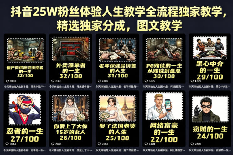 抖音25W粉丝体验人生教学全流程独家教学，精选独家分成，图文教学-数码之翼