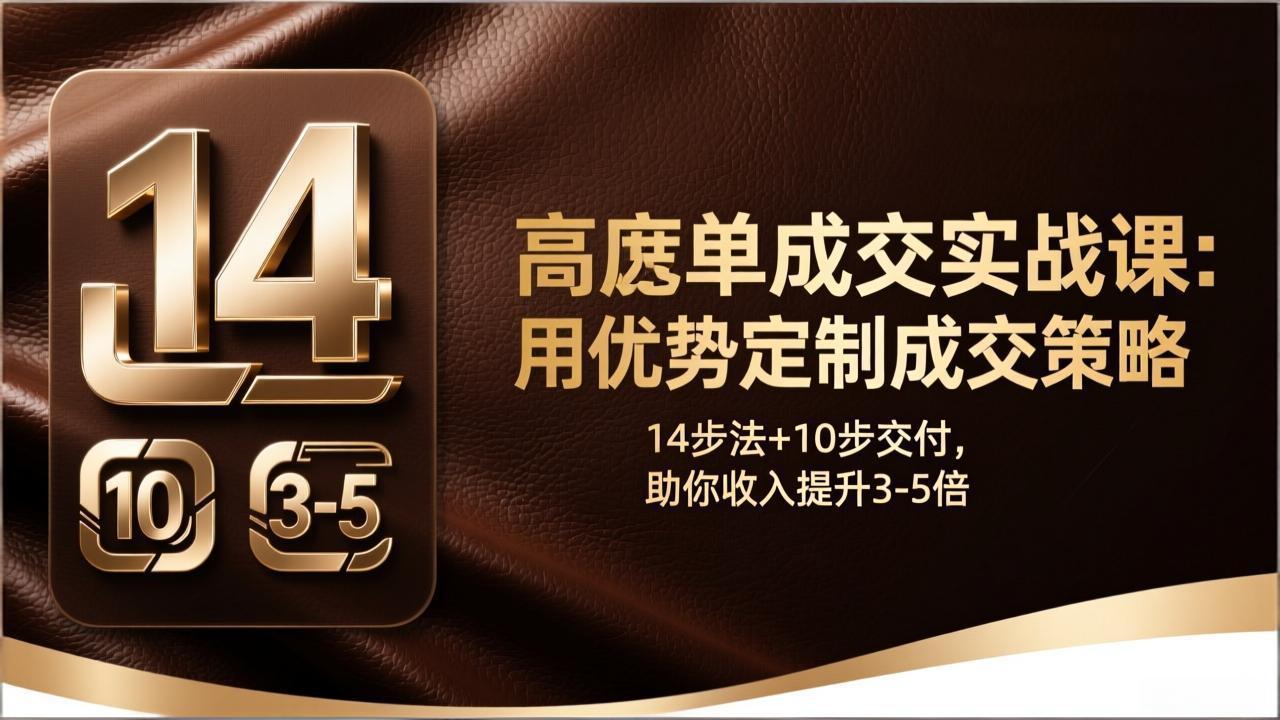 高客单成交实战课：用优势定制成交策略，14步法+10步交付，助你收入提升3-5倍-数码之翼