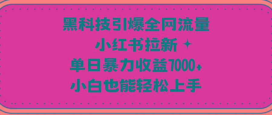 (9679期)黑科技引爆全网流量小红书拉新，单日暴力收益7000+，小白也能轻松上手-数码之翼