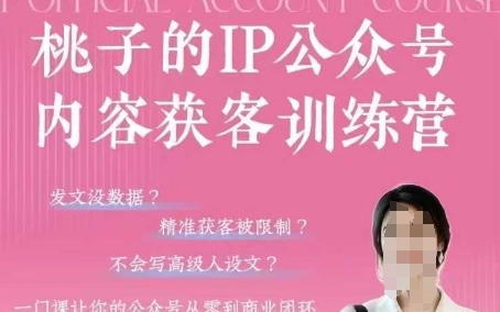 桃子IP公众号内容获客训练营(第3期)，一门让你公众号从0到商业闭环的课程-数码之翼