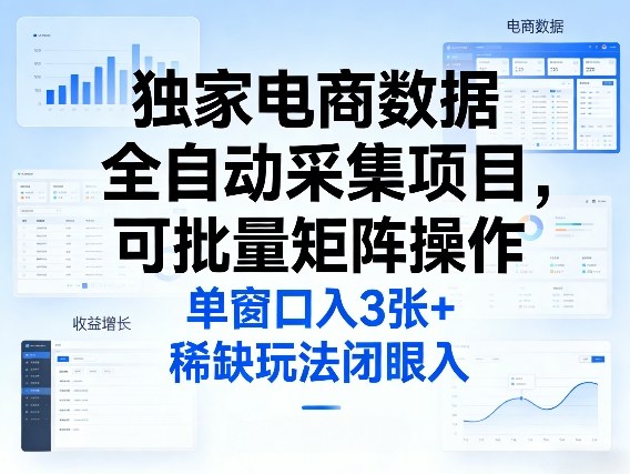 独家电商数据全自动采集项目，可批量矩阵操作，单窗口日入3张+，稀缺玩法闭眼入【揭秘】-数码之翼