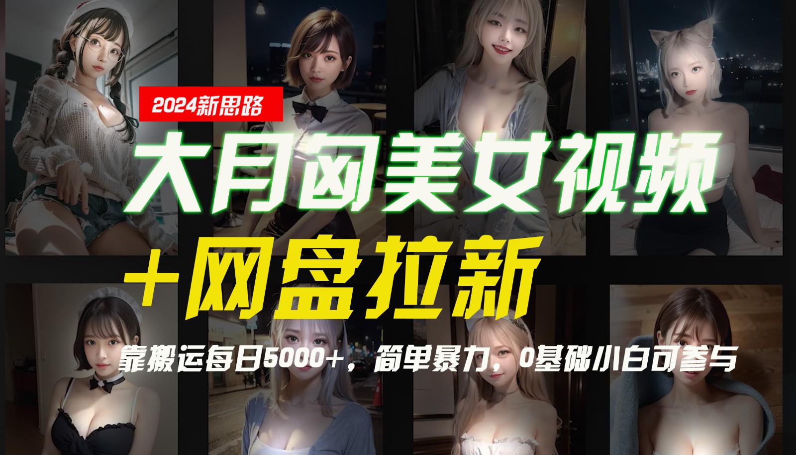 【新思路】大月匈美女视频+网盘拉新,靠搬运每日5000+,简单暴力,0基础小白可参与-数码之翼