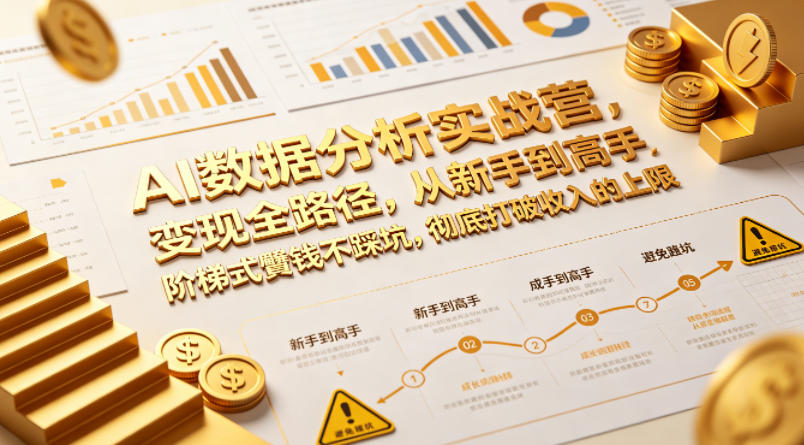 AI数据分析实战营，变现全路径，从新手到高手，阶梯式賺钱不踩坑，彻底打破收入的上限-数码之翼
